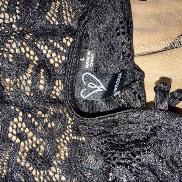 Windsor NWOT Black and Tan Lace Bodysuit size Large - Picture 3 of 3